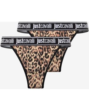 Roberto Cavalli Jaguar Skin Print Knickers - Black