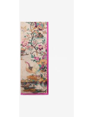 Roberto Cavalli Oriental Bird Print Stole - White