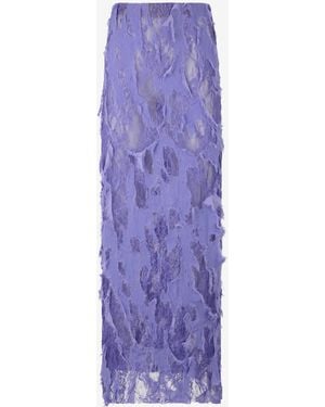 Roberto Cavalli Skirt With Destroyed-Effect Lace - Purple