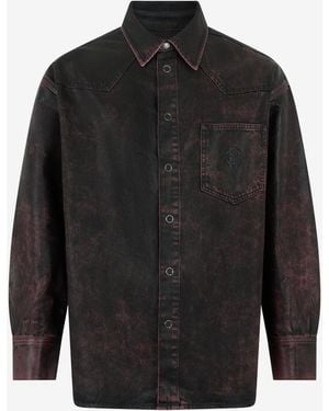 Roberto Cavalli And Washed Denim Shirt - Black