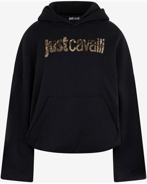 Roberto Cavalli Hoodie With Logo - Black