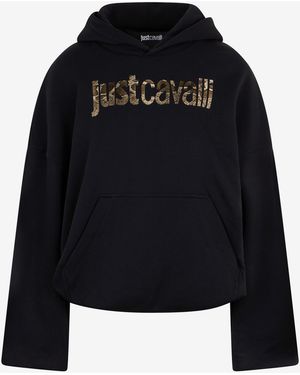 Roberto Cavalli Hoodie With Logo - Black