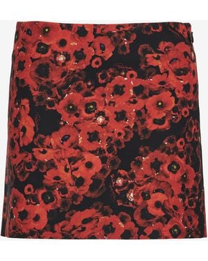 Roberto Cavalli Miniskirt With Flower Print - Red