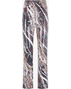 Roberto Cavalli Skinny Pants With Marble Print - White