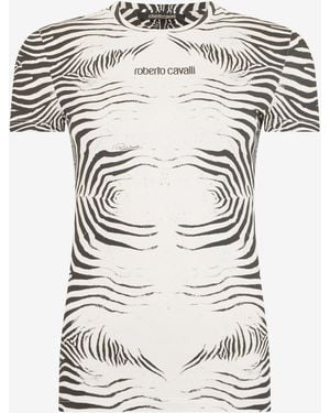 Roberto Cavalli Zebra Print T-Shirt - White