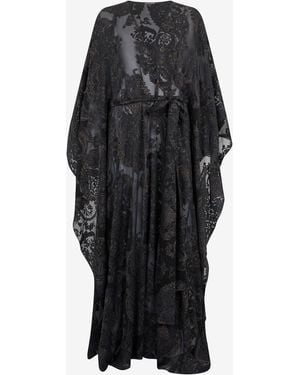 Roberto Cavalli Sheer Silk Kaftan - Black