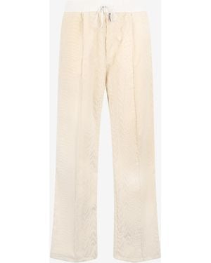 Roberto Cavalli Trousers With Animal Print - Natural