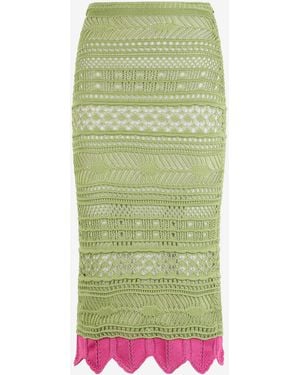 Roberto Cavalli Midi Knit Skirt With Contrast Detail - Green