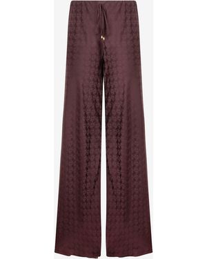 Roberto Cavalli Loose Pants With Mirror Snake Monogram - Purple
