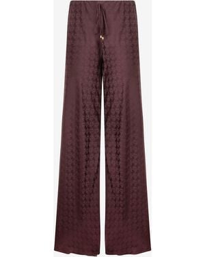 Roberto Cavalli Pantalon Loose Avec Monogramme Mirror Snake - Violet