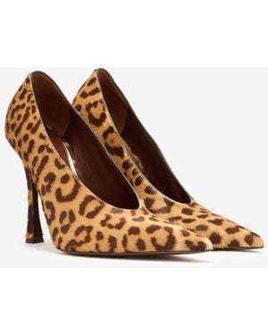 Roberto Cavalli Hairy Leopard Skin Court Shoes - Brown