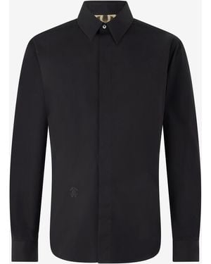 Roberto Cavalli Cotton Shirt With Embroidery - Blue