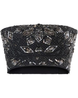 Roberto Cavalli Sequin Embroidered Crop Top - Black