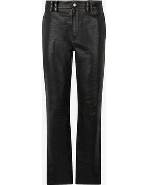 Roberto Cavalli Genuine Leather Trousers - Black