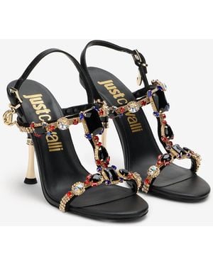 Roberto Cavalli Sandal With Jewel Embellishments - Black
