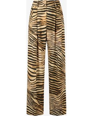 Roberto Cavalli Pantalones Fluidos Con Estampado Tiger Skin - Multicolor