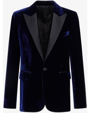 Roberto Cavalli Velvet Smoking Jacket - Blue