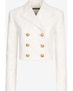 Roberto Cavalli Wall Print Cropped Jacket - Natural