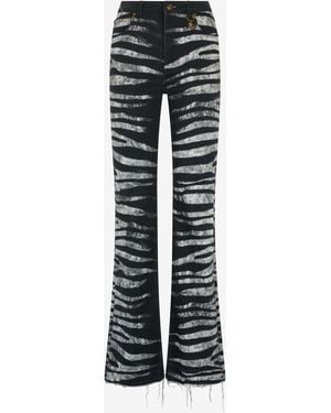 Roberto Cavalli Pants With Zebra Print - Black