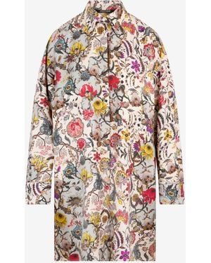 Roberto Cavalli Florentine Flowers Print Silk Mini Dress - White