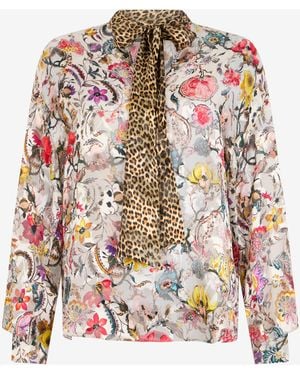 Roberto Cavalli Blouse With Florentine Flowers Print - White