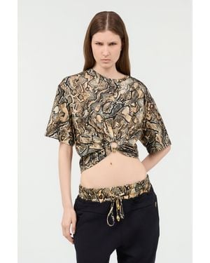 Roberto Cavalli Crop Top With Python Print - Multicolor