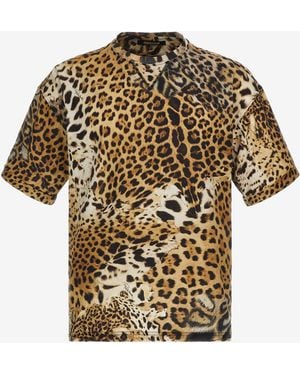 Roberto Cavalli T-Shirt With Jaguar Skin Print - Multicolour