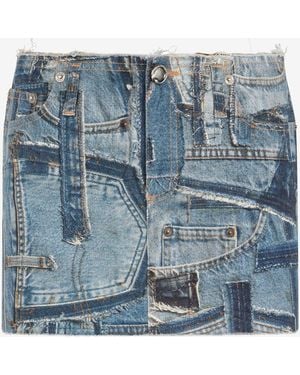 Roberto Cavalli Patchwork Capsule Collection Denim Mini Skirt - Blue