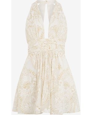 Roberto Cavalli Mini Dress With Ornamental Motif - White