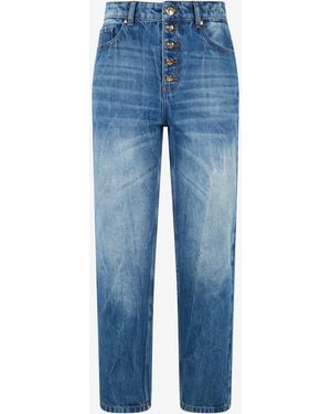 Roberto Cavalli Cropped Jeans With Logo On The Back - Blue