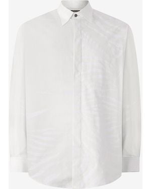 Roberto Cavalli Silk Shirt With Tiger Skin Print - White