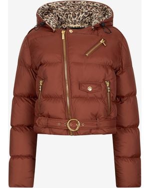 Roberto Cavalli Puffer Coat With Belt - Red