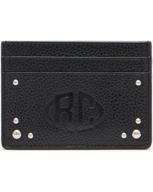 Roberto Cavalli Flat Card Holder With Studs - Black