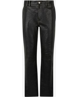 Roberto Cavalli Genuine Leather Trousers - Black