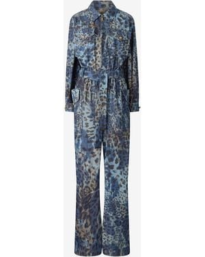 Roberto Cavalli Jumpsuit With Leopard Print - Blue
