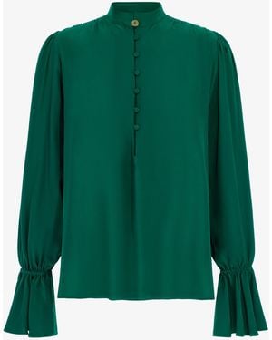 Roberto Cavalli Mandarin Collar Blouse - Green