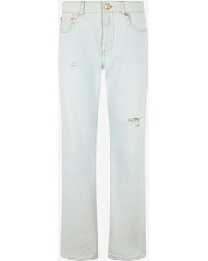 Roberto Cavalli Light-Wash Denim Jeans With Distressed Details - White