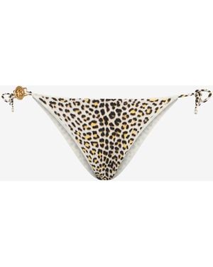 Roberto Cavalli Pop Jaguar Print Bikini Bottom - White