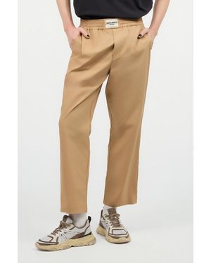 Roberto Cavalli Cotton Trousers With Front Logo - Natural