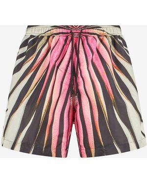 Roberto Cavalli Ray Of Print Nylon Sea Shorts - Red