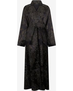 Roberto Cavalli Ornamental Silk Kimono Dress - Black