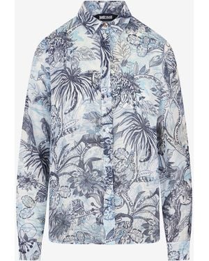 Roberto Cavalli Stange Jungle Print Shirt - Blue