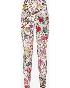 Roberto Cavalli Florentine Flowers Print Leggings - White