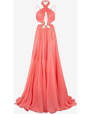 Roberto Cavalli Long Silk Dress - Pink