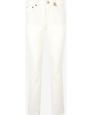 Roberto Cavalli Python-Print Trousers With Charm - White