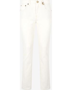 Roberto Cavalli Pantaloni Con Stampa Pitone E Charm - Bianco