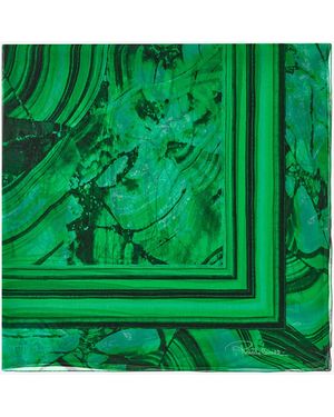 Roberto Cavalli Silk Shawl With Malachite Print - Green