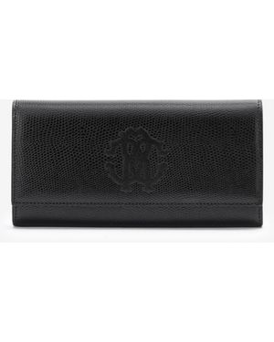 Roberto Cavalli Portafoglio Con Battente E Monogram Rc - Nero