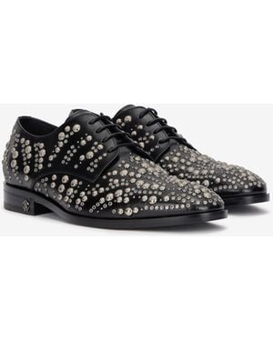 Roberto Cavalli Lace-Up Loafers With Studs - Black