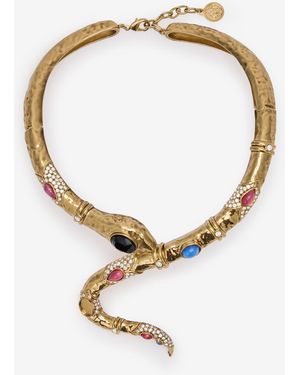 Roberto Cavalli Snake-Shaped Choker Necklace - Metallic